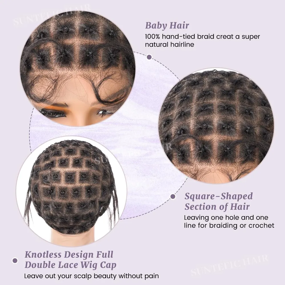 Braided Wig Cap With Baby Hair Crochet Wig Cap For Crochet Braids Hair Glueless Double Full Hd Lace Wig Caps For Black Women (Black-113)