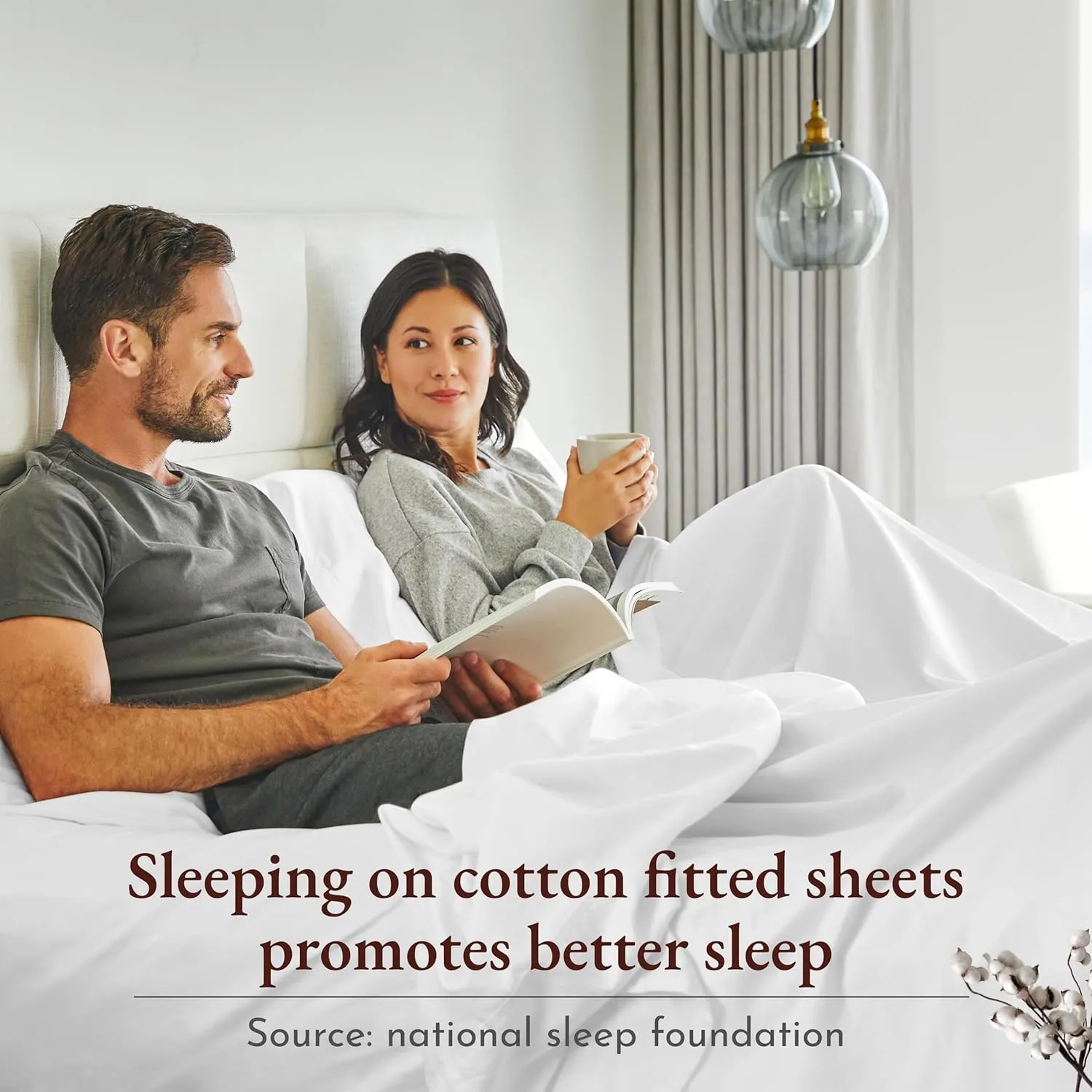 California Design Den 100% Organic Cotton Fitted Sheet Queen Size Only, Percale, Deep Pocket Fitted Sheet Queen, Lightweight, Snug-Fit, Crisp, All Around Elastic, 1 Pc (Creamy Ivory)