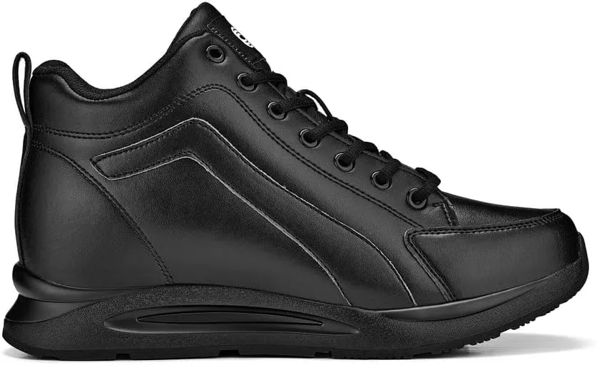 CALTO Men's Invisible Height Increasing Elevator Shoes - Black Fashion Mid Top Basketball Sneakers - 3.2 Inches Taller - S23304- Size 10 D(M) US