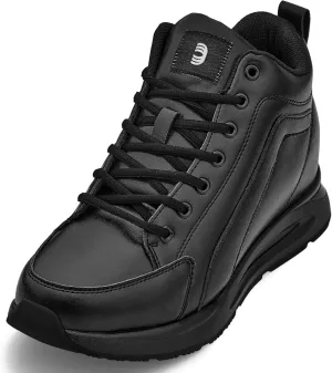 CALTO Men's Invisible Height Increasing Elevator Shoes - Black Fashion Mid Top Basketball Sneakers - 3.2 Inches Taller - S23304- Size 10 D(M) US