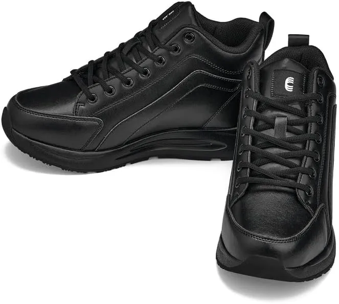 CALTO Men's Invisible Height Increasing Elevator Shoes - Black Fashion Mid Top Basketball Sneakers - 3.2 Inches Taller - S23304- Size 10 D(M) US