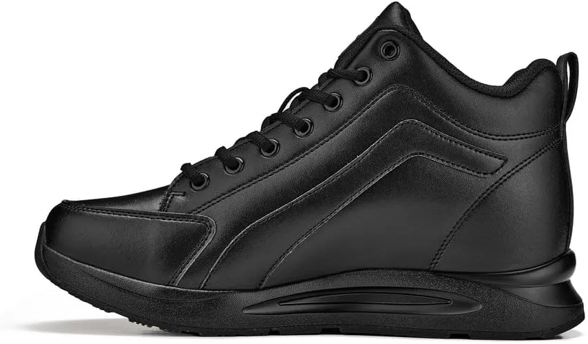 CALTO Men's Invisible Height Increasing Elevator Shoes - Black Fashion Mid Top Basketball Sneakers - 3.2 Inches Taller - S23304- Size 10 D(M) US