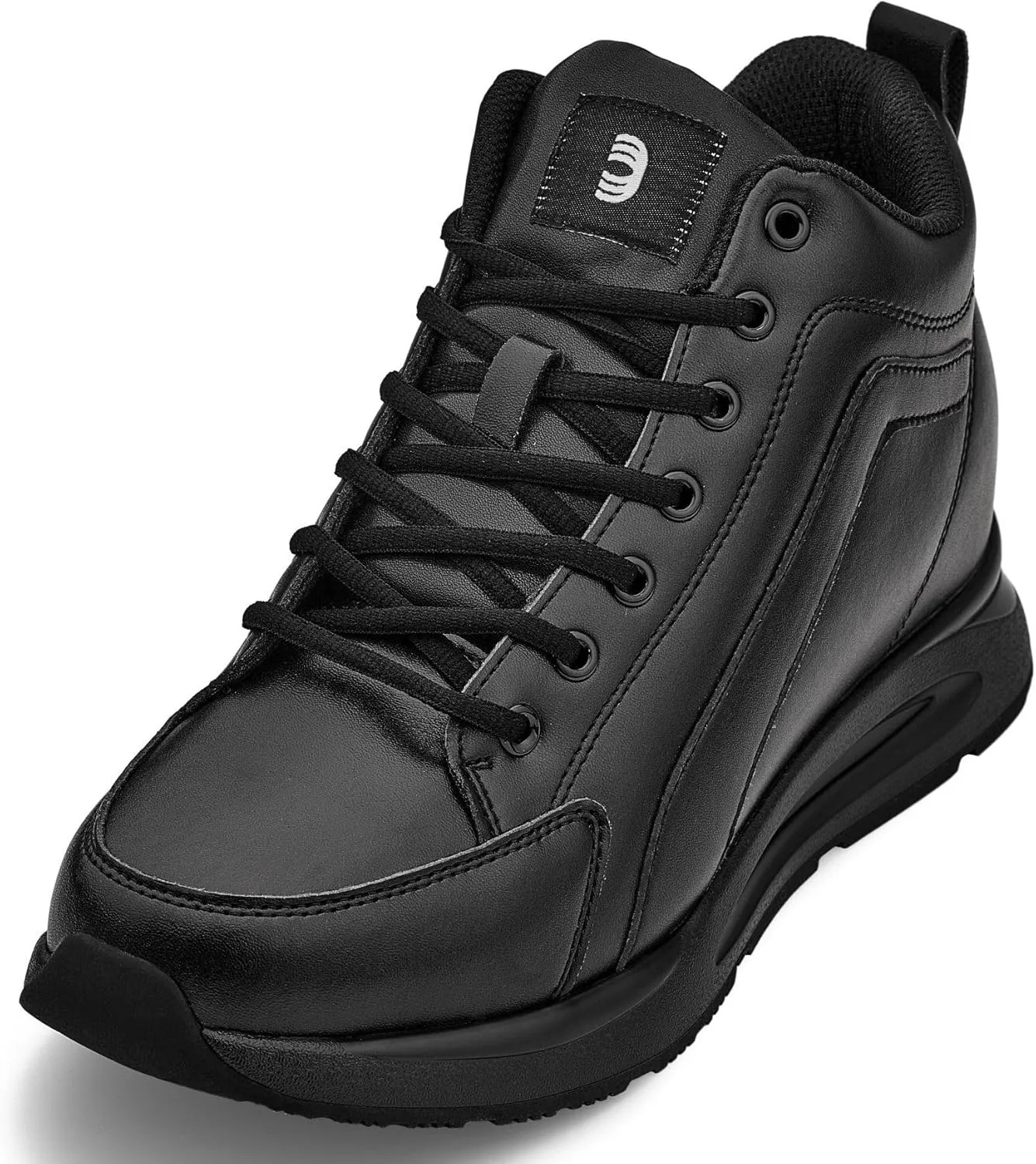 CALTO Men's Invisible Height Increasing Elevator Shoes - Black Fashion Mid Top Basketball Sneakers - 3.2 Inches Taller - S23304- Size 10 D(M) US