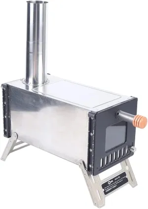 Camping Wood Stove, Portable Hot Tent Stove with Sectional Chimney Pipes