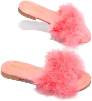 Cape Robbin Women's Sandal-1 Feather Slip On Slide Flat