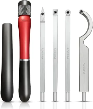 Carbide Wood Lathe Turning Tools, Aogbra Quick Replacement Turning Tools Set, Latest Version Lathe Full Size Rougher Finisher Swan Neck Hollowing Tools