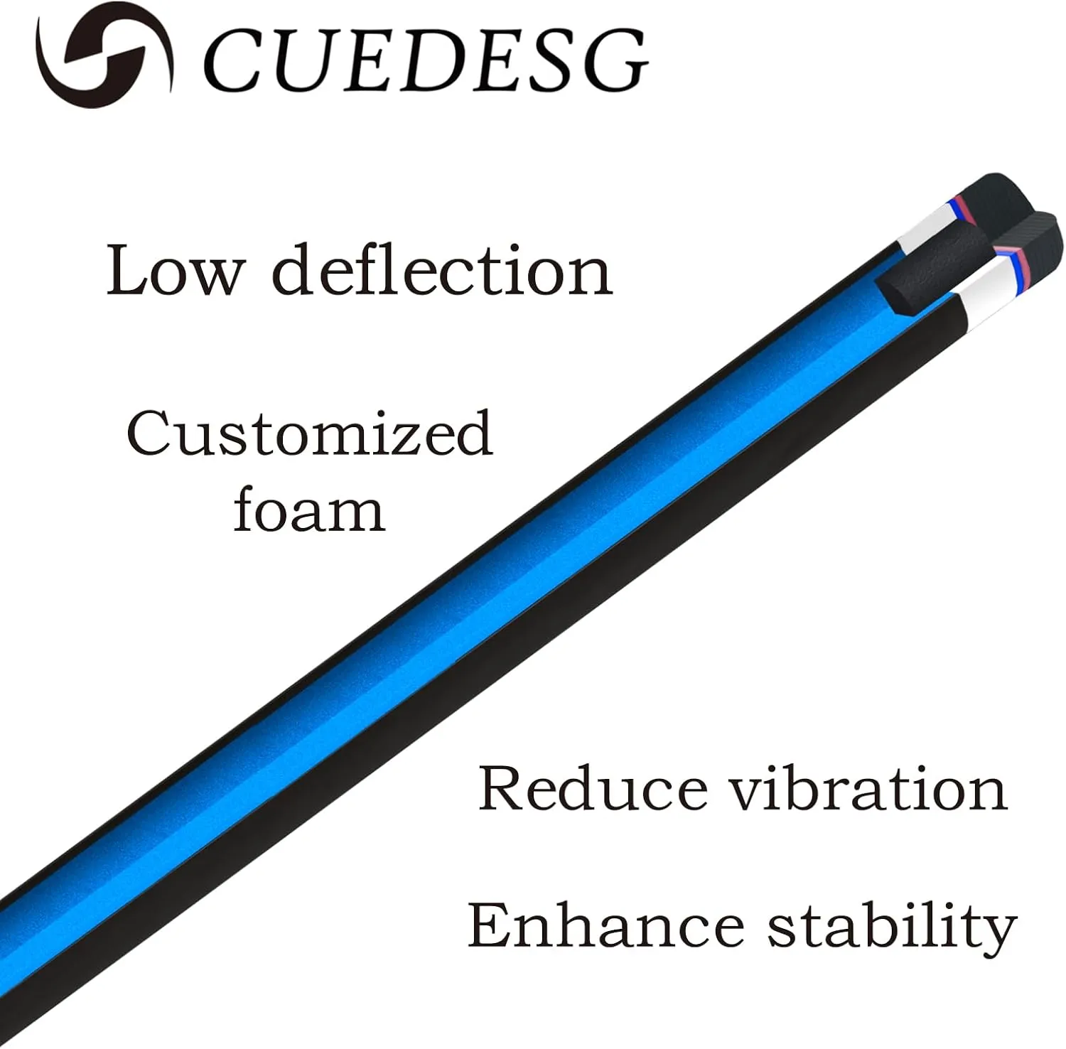 Carbon Fiber Pool Cue Stick Shaft 10.5mm/11.8mm/12.5mm,Low Deflection Pool Stick Shaft,Professional Cue Stick Shaft,Joint Collar 21.5mm(Only Shaft)