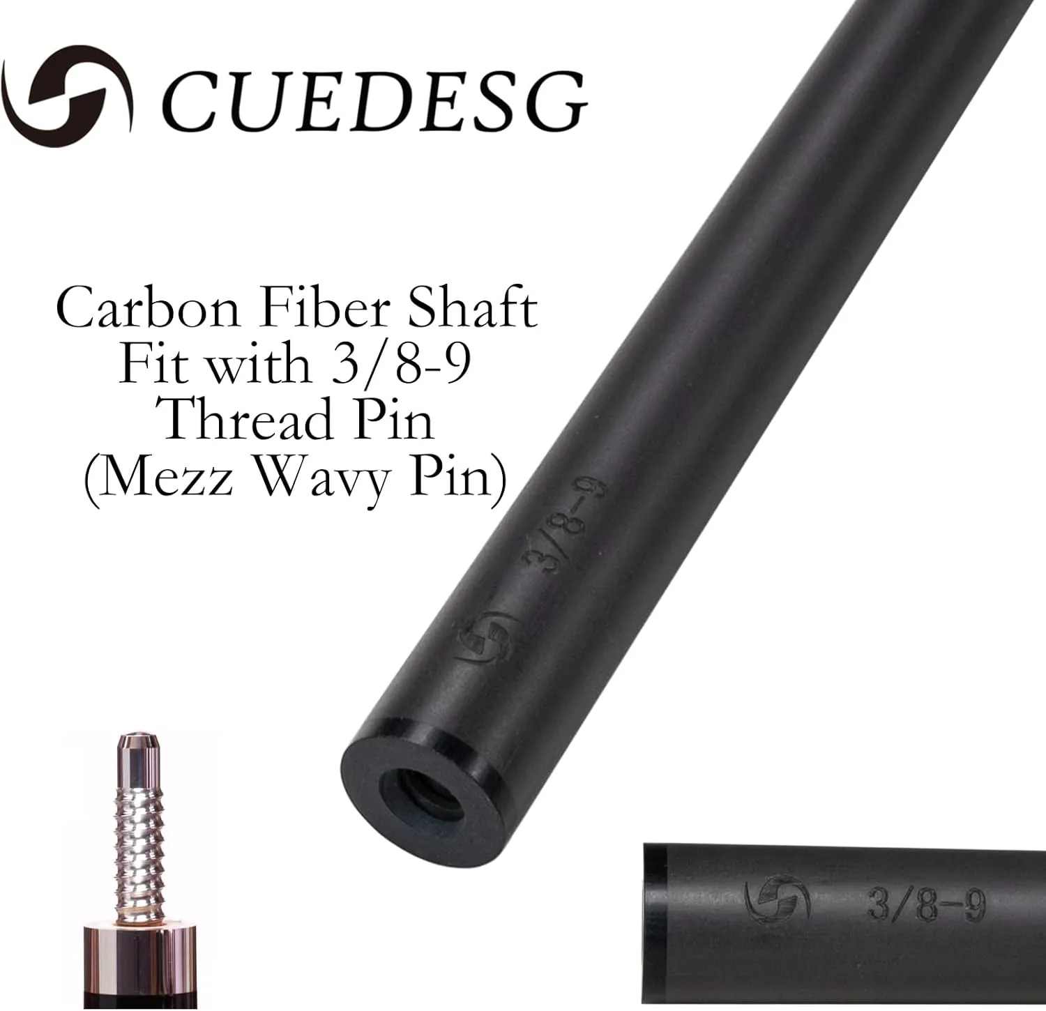 Carbon Fiber Pool Cue Stick Shaft 10.5mm/11.8mm/12.5mm,Low Deflection Pool Stick Shaft,Professional Cue Stick Shaft,Joint Collar 21.5mm(Only Shaft)