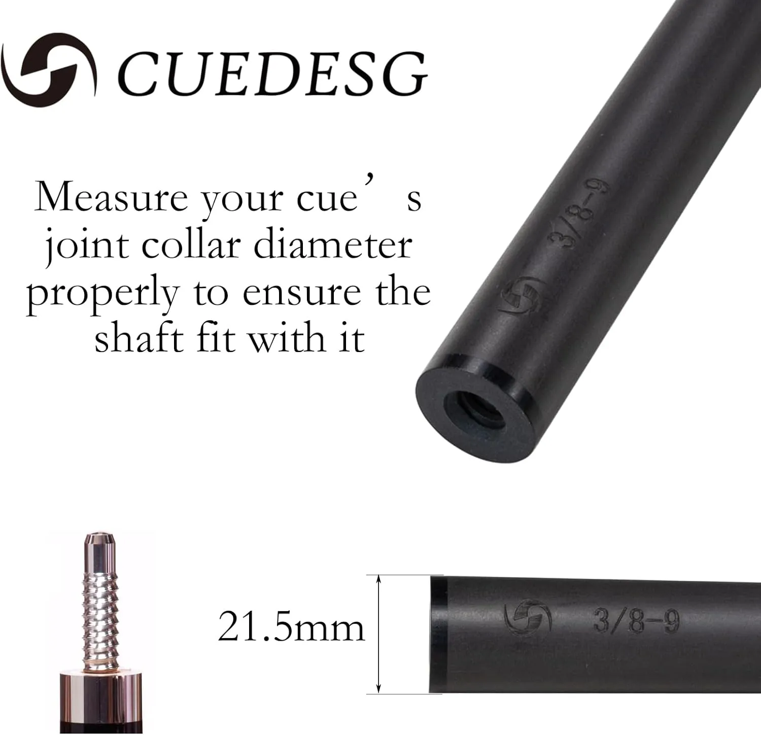 Carbon Fiber Pool Cue Stick Shaft 10.5mm/11.8mm/12.5mm,Low Deflection Pool Stick Shaft,Professional Cue Stick Shaft,Joint Collar 21.5mm(Only Shaft)