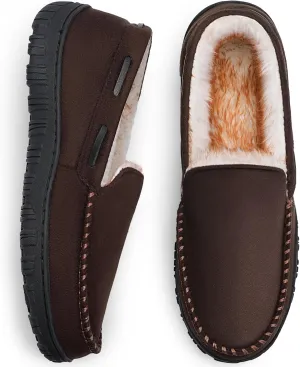 CareBey Men Slippers Indoor Outdoor Slip on Warm House Shoes Plush Moccasin Slippers for Men