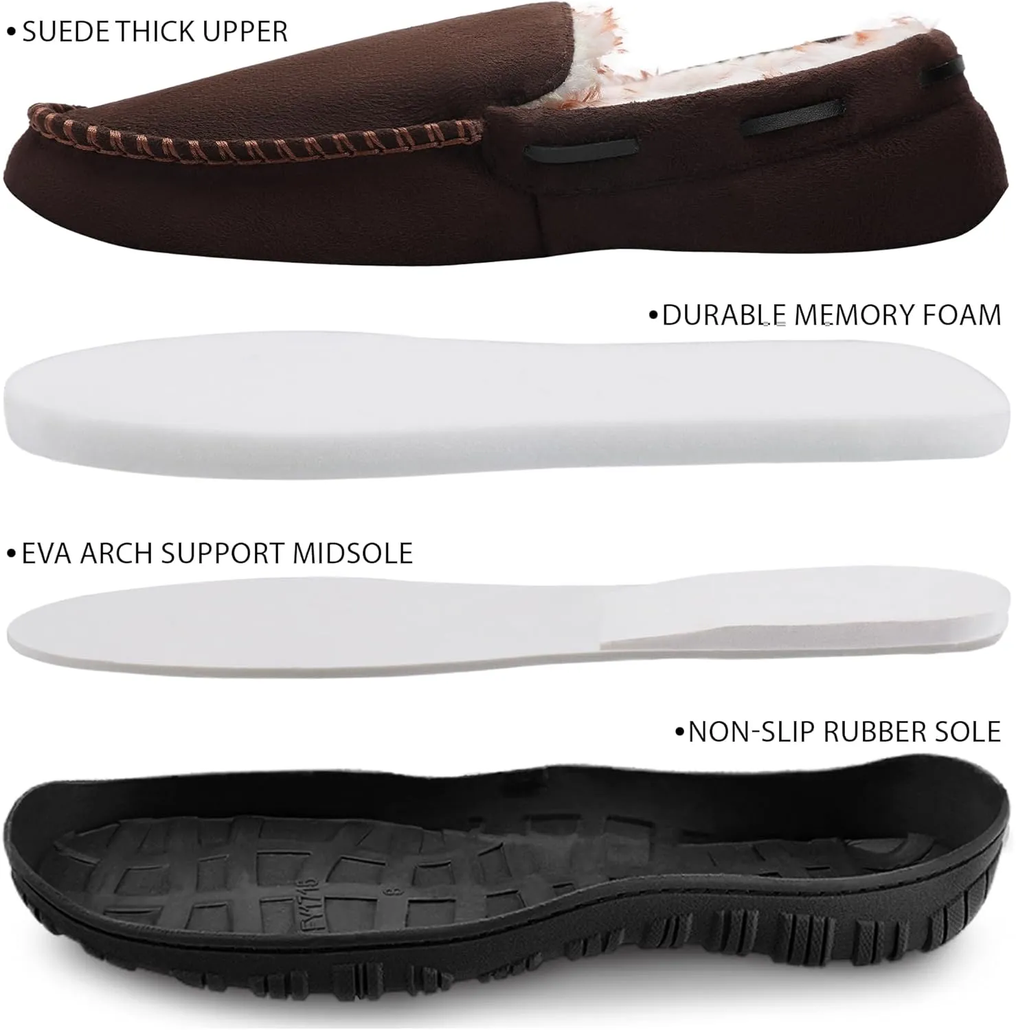 CareBey Men Slippers Indoor Outdoor Slip on Warm House Shoes Plush Moccasin Slippers for Men