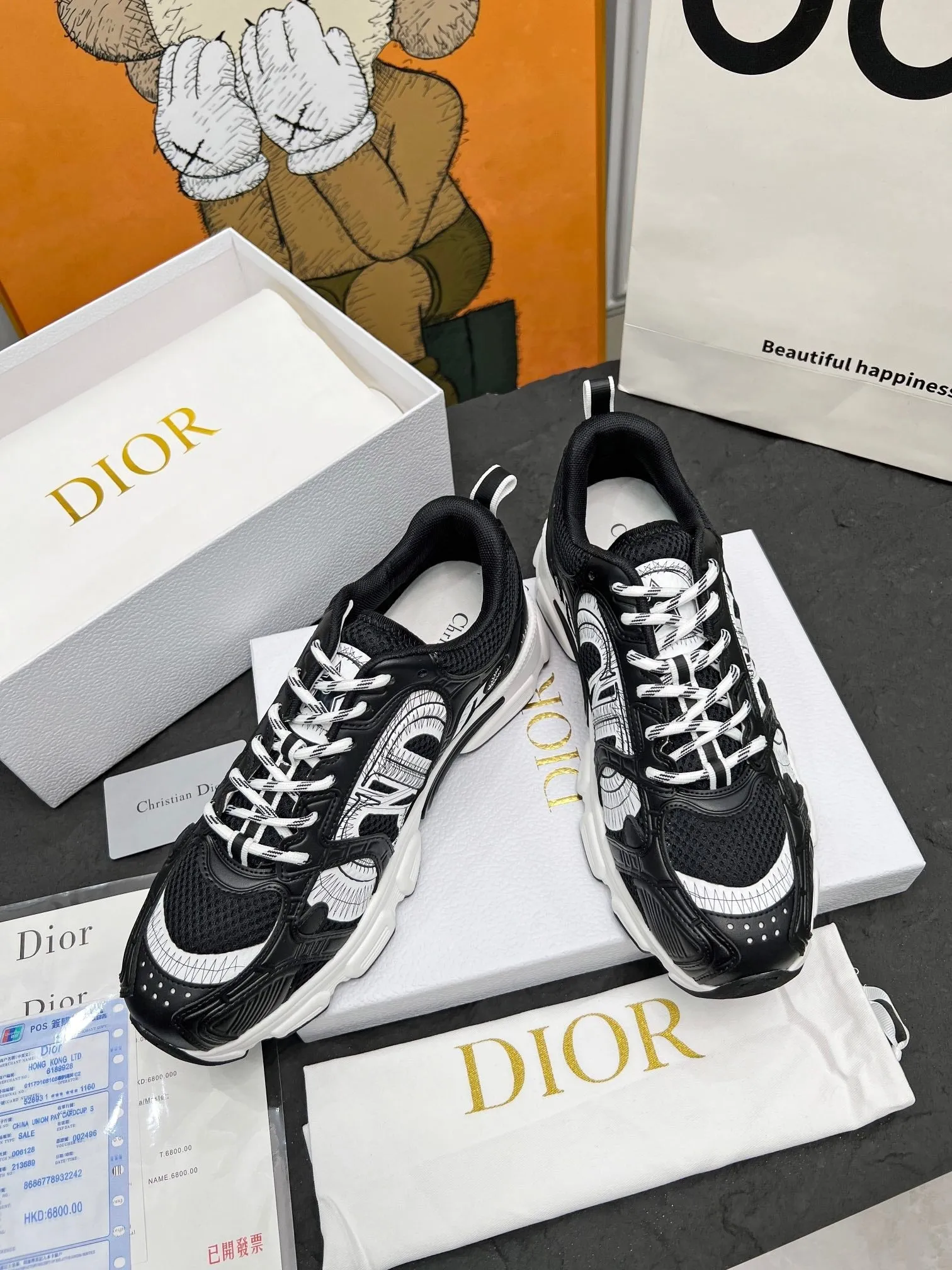 CD Chrono Sneaker Black Mesh Fabric And Calfskin