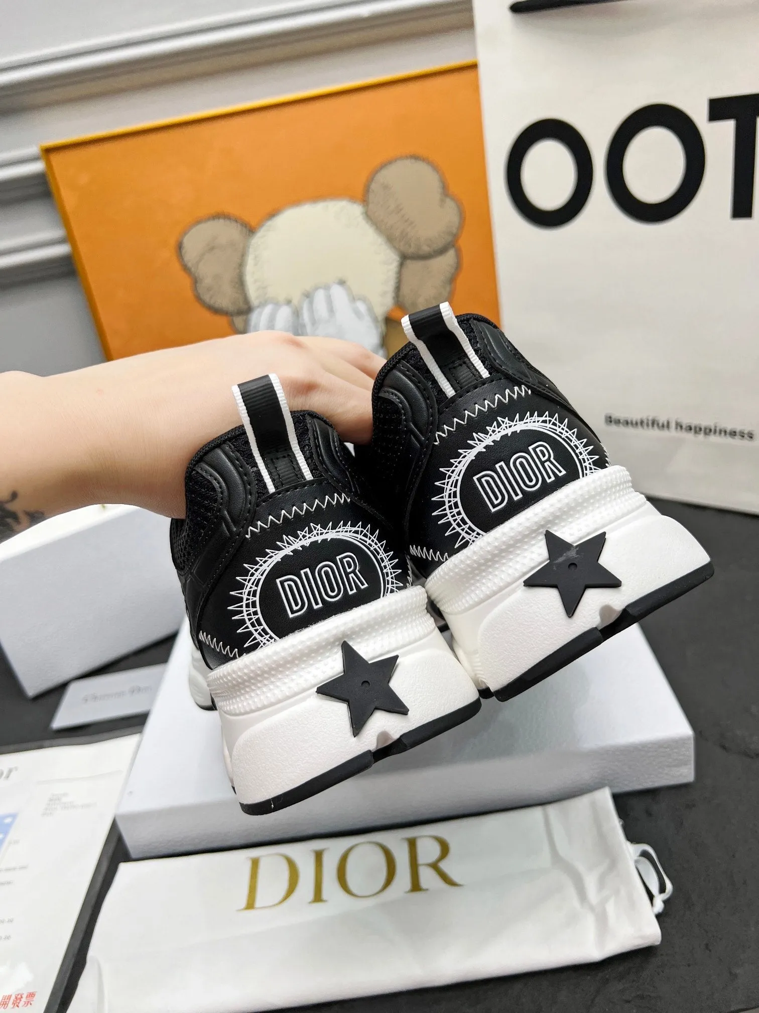 CD Chrono Sneaker Black Mesh Fabric And Calfskin