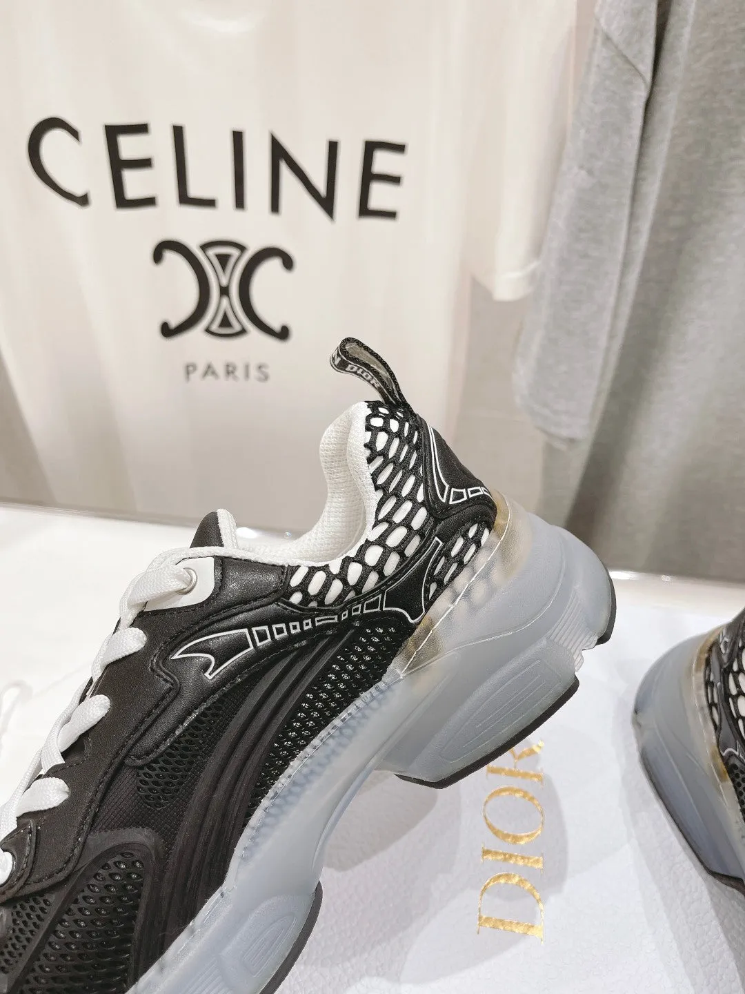 CD Vibe Sneaker Black Polyester Mesh Fabric And Lambskin