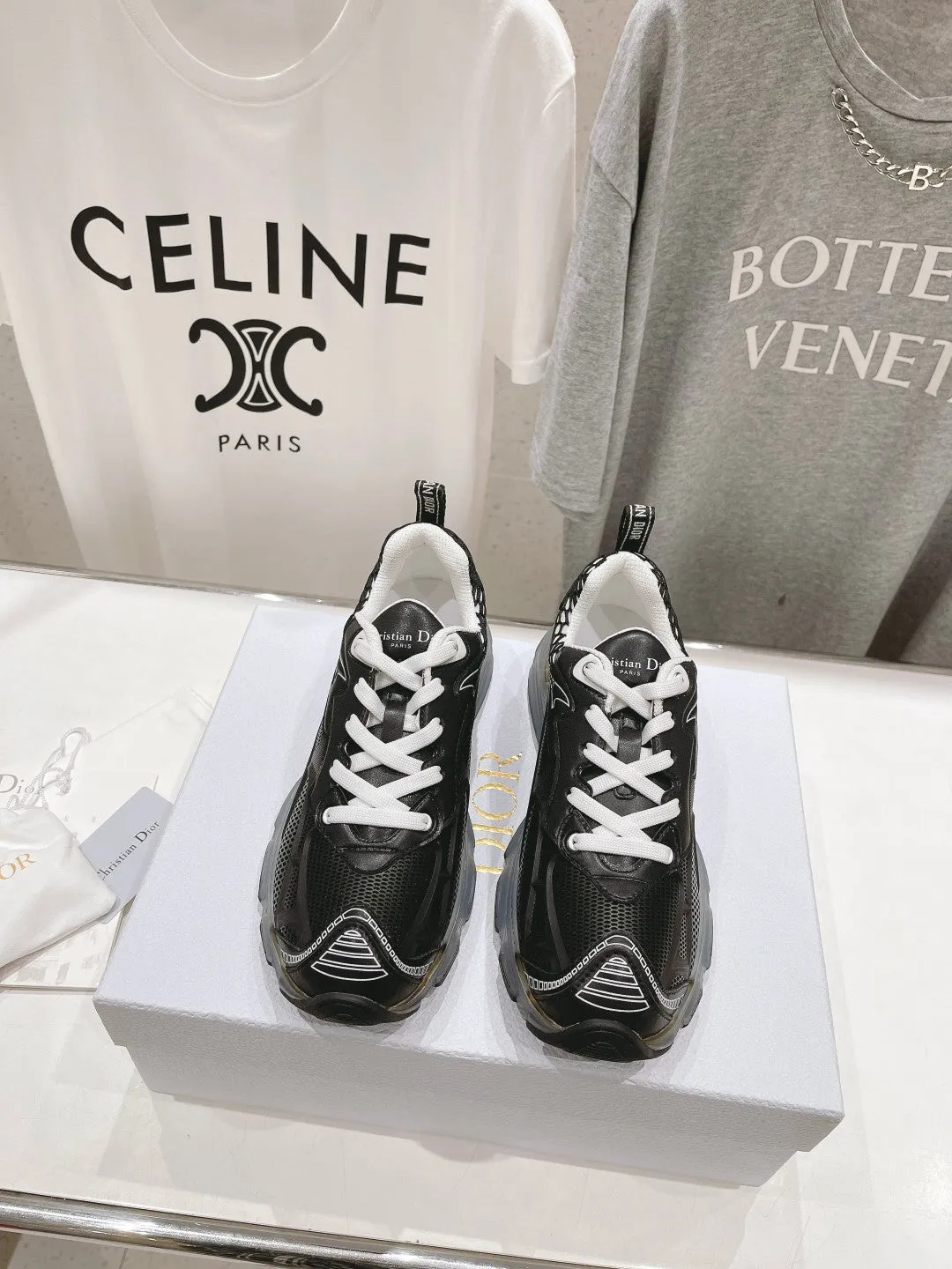 CD Vibe Sneaker Black Polyester Mesh Fabric And Lambskin