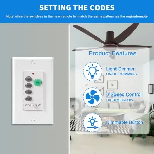Ceiling Fan Remote Control Kit, Universal Ceiling Fan Remote Control UC9050T, UC9050T Ceiling Fan Wall Remote Control Compatible with Hampton Bay Harbor Breeze Hunter 2 Pack