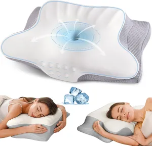 Cervical Neck Pillow for Pain Relief - Ergonomic Memory Foam Pillows for Sleeping, Cooling Side Sleeper Pillow for Neck Support, Contour Orthopedic Bed Pillow for Sleepers