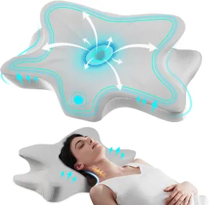 Cervical Neck Pillow for Pain Relief, Ergonomic Memory Foam Pillows for Sleeping,Side Sleeper Pillow for Neck and Shoulder Pain, Contour Orthopedic Bed Pillow for Back Stomach Sleepers (Grey)