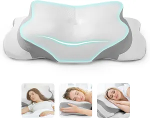 Cervical Neck Pillow for Pain Relief - Memory Foam Cooling Pillow for Side Sleepers, Adjustable Orthopedic Pillow with Removable Breathable Cover, Neck Support Pillow for Adults