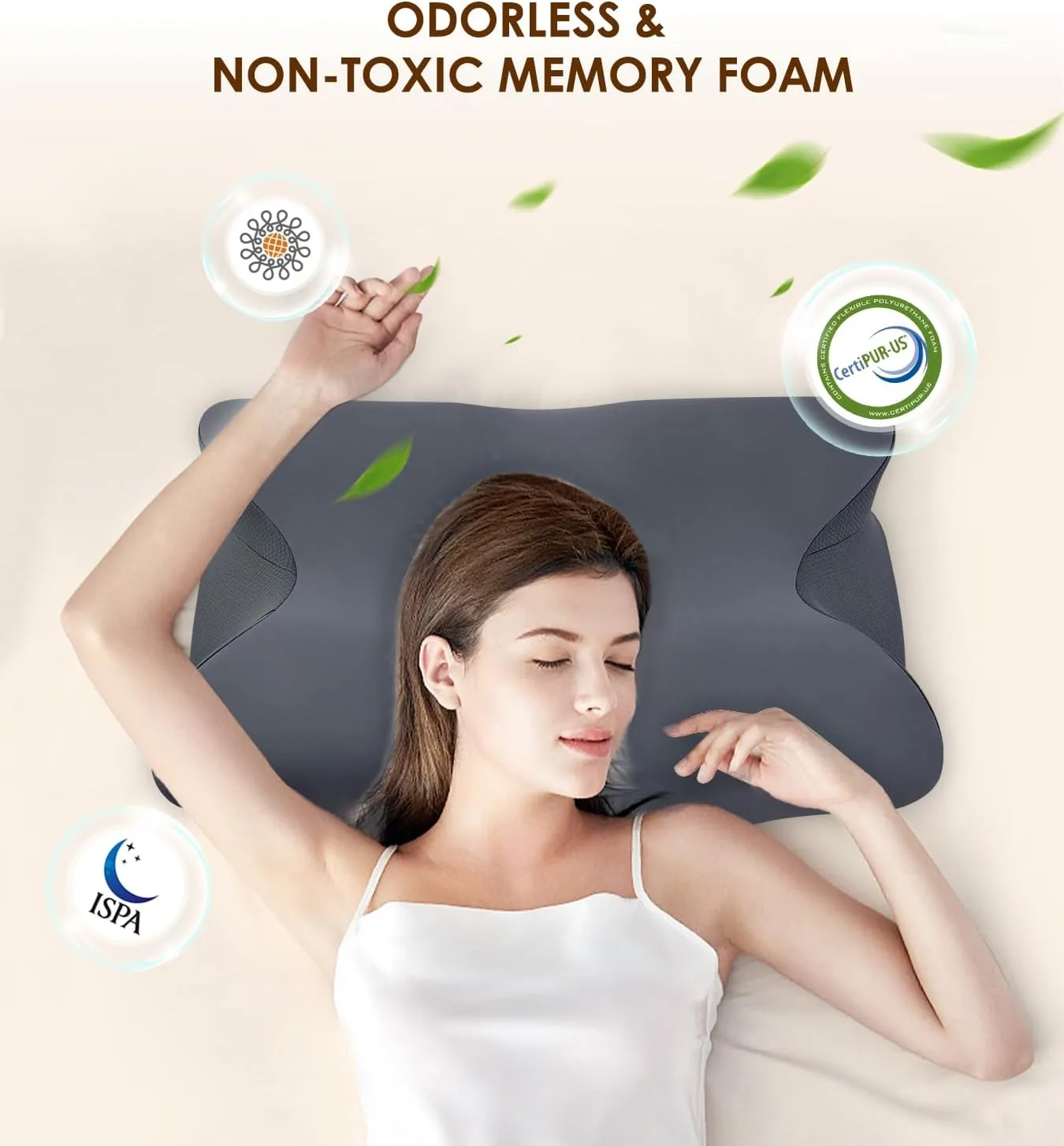 Cervical Pillow for Neck and Shoulder, Ergonomic Contour Memory Foam Pillows for Sleeping, Cooling Neck Support Pillow for Back Stomach Side Sleeper Dark Grey