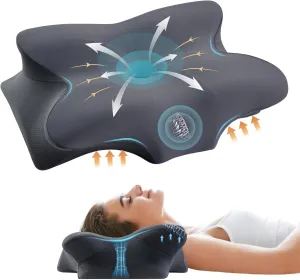 Cervical Pillow for Neck and Shoulder, Ergonomic Contour Memory Foam Pillows for Sleeping, Cooling Neck Support Pillow for Back Stomach Side Sleeper Dark Grey