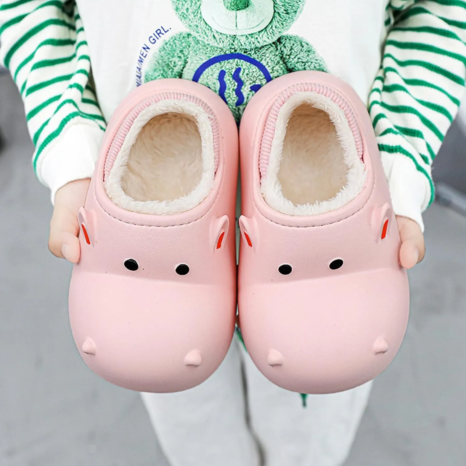 CERYTHRINA Little Kids Lined Clogs Girls Boys Slide Lightweight Garden Shoes Slip-on Cotton Slippers