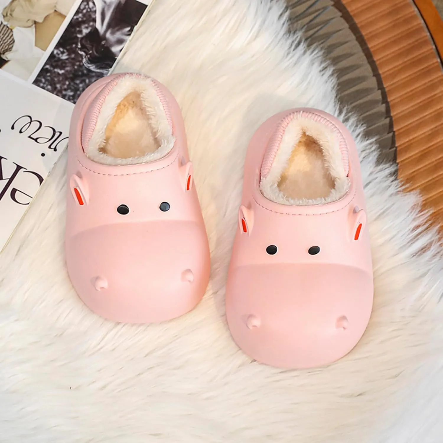 CERYTHRINA Little Kids Lined Clogs Girls Boys Slide Lightweight Garden Shoes Slip-on Cotton Slippers