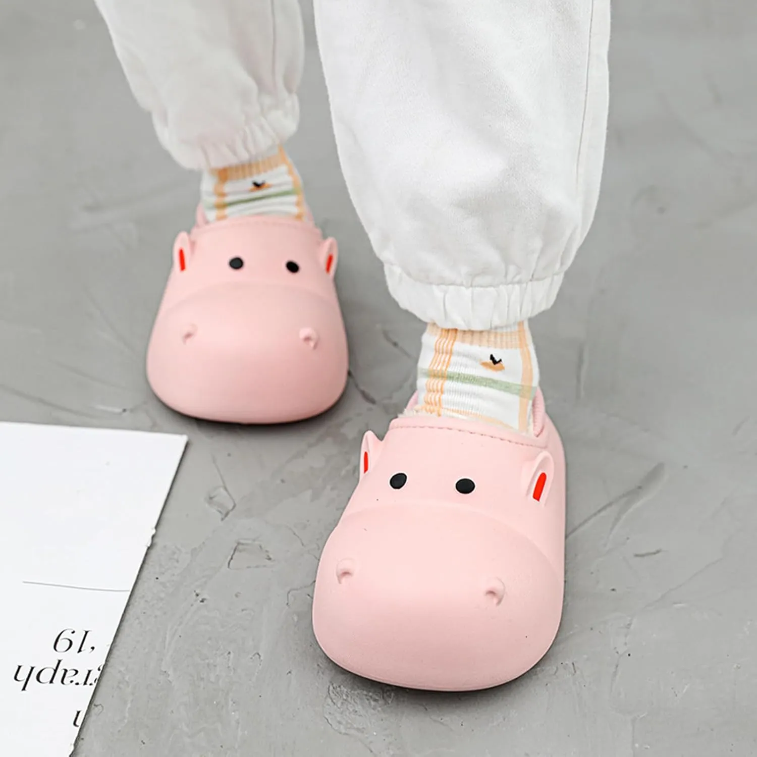 CERYTHRINA Little Kids Lined Clogs Girls Boys Slide Lightweight Garden Shoes Slip-on Cotton Slippers