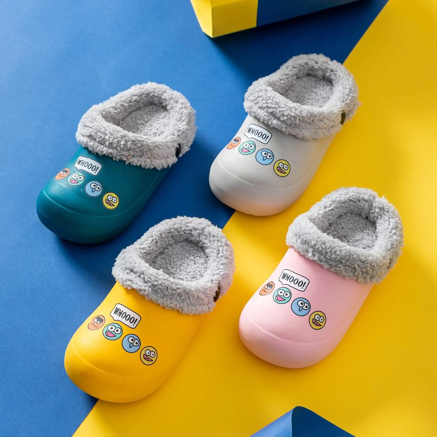 CERYTHRINA Little Kids Lined Clogs Girls Boys Slide Lightweight Garden Shoes Slip-on Cotton Slippers
