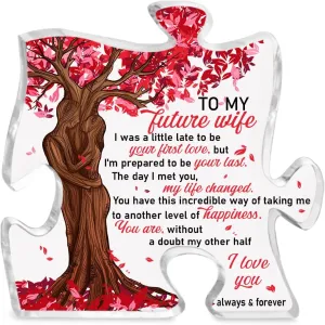 CEZII To My Future Wife Puzzle Plaque - Clear Acrylic Sign for Couples, Tabletop Decoration - Birthday & Valentine's Gift for Her