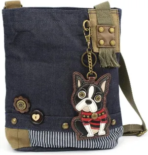 Chala Canvas Crossbody Messenger handBags with Keyfob/Coin Purse- (Boston Terrier)