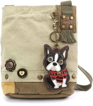 Chala Canvas Crossbody Messenger handBags with Keyfob/Coin Purse- (Boston Terrier)