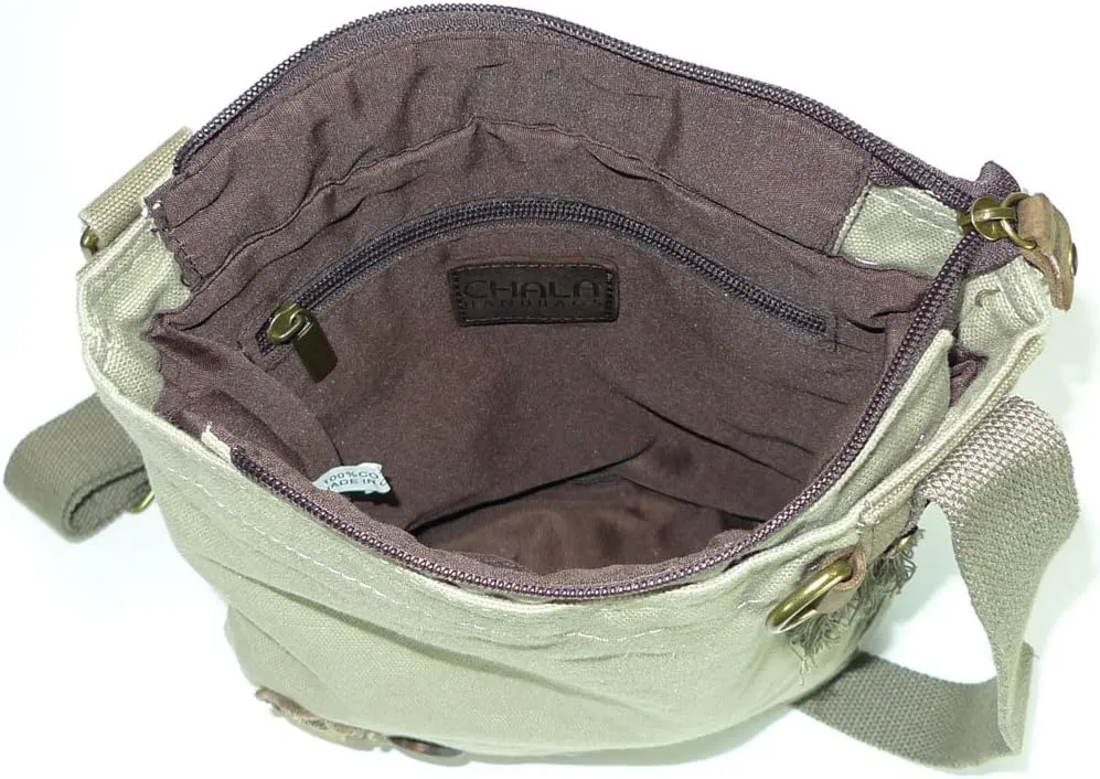 Chala Canvas Crossbody Messenger handBags with Keyfob/Coin Purse- (Boston Terrier)