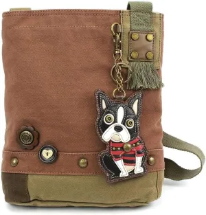 Chala Canvas Crossbody Messenger handBags with Keyfob/Coin Purse- (Boston Terrier)