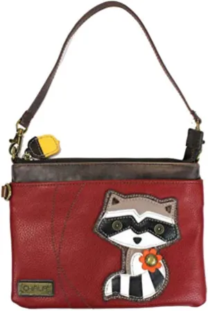 Chala Mini Crossbody Handbag, Multi Zipper, Pu Leather, Small Shoulder Purse Adjustable Strap (Burgundy)
