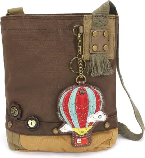 CHALA Patch Cross-Body Women Handbag, Canvas Messenger Bag - Dark Brown
