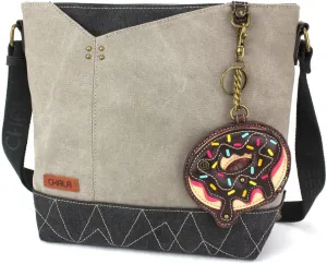 CHALA Prism Crossbody Womens Shoulder Purse with Adjustable Strap - Donut - gray