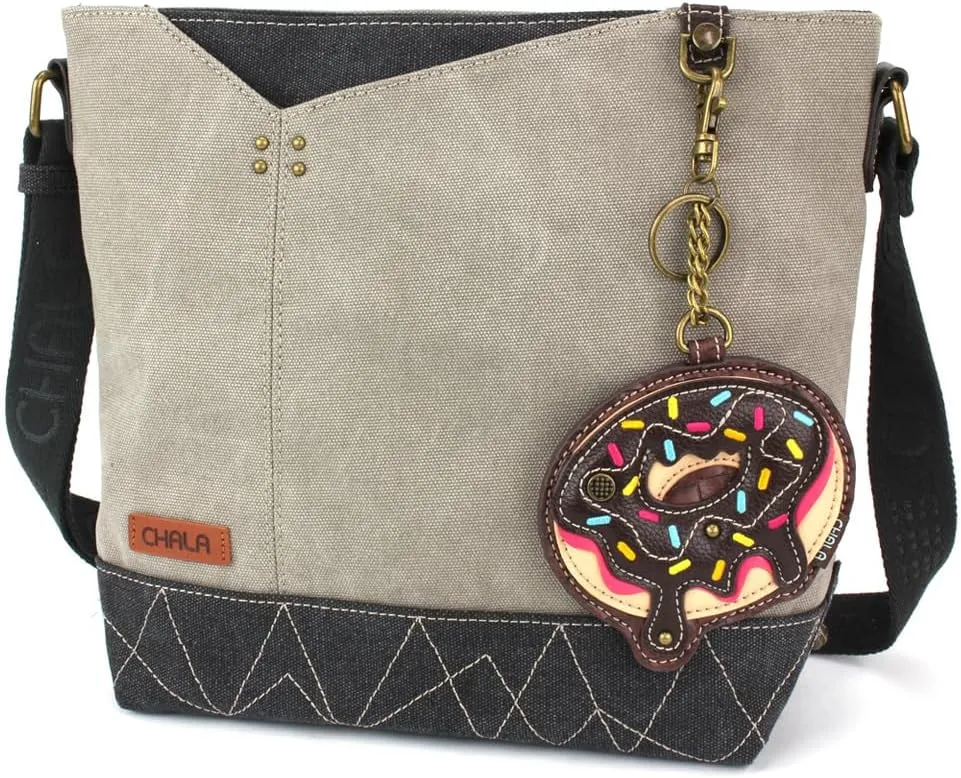 CHALA Prism Crossbody Womens Shoulder Purse with Adjustable Strap - Donut - gray