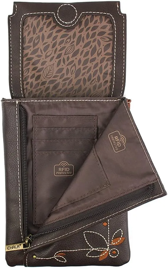 CHALA RFID Criss Crossbody Cell Phone Purse - Women Faux Leather Xbody Handbag with Adjustable Strap