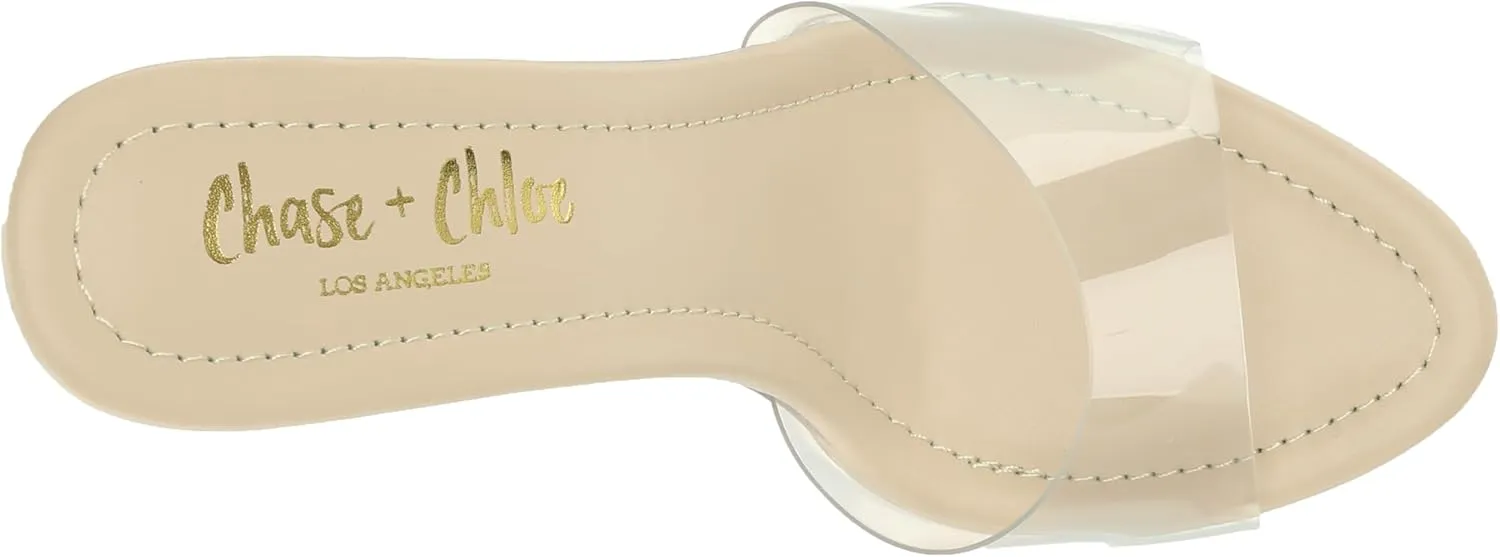 Chase & Chloe Women's Clear Stiletto High Heel Platform Sandals