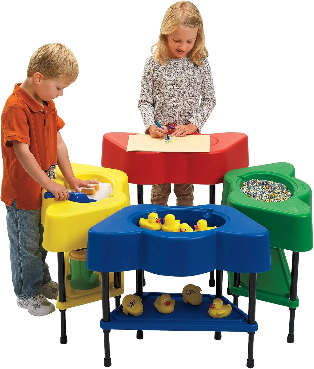 Children's Factory - AFB5100PY Toddler Sensory Table with Lid, Adjustable Height Sand & Water Indoor/Outdoor Play Equipment for Kids Playroom/Homeschool/Classroom, Yellow