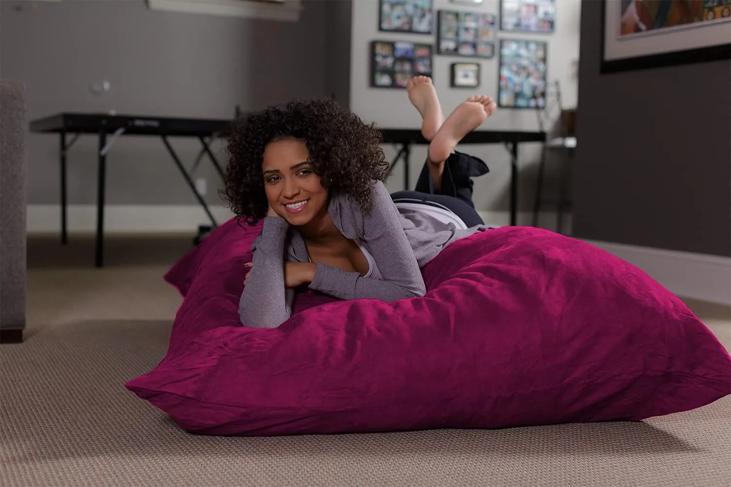 Chill Sack Huge Bean Bag Pillow – Oversized Shredded Foam Filled Lounge Seat, Ultra-Soft, Comfortable for Watching Movies, Yoga, Relaxation – Perfect for Living Room, Bedroom, Dorm, Microsuede - Pink