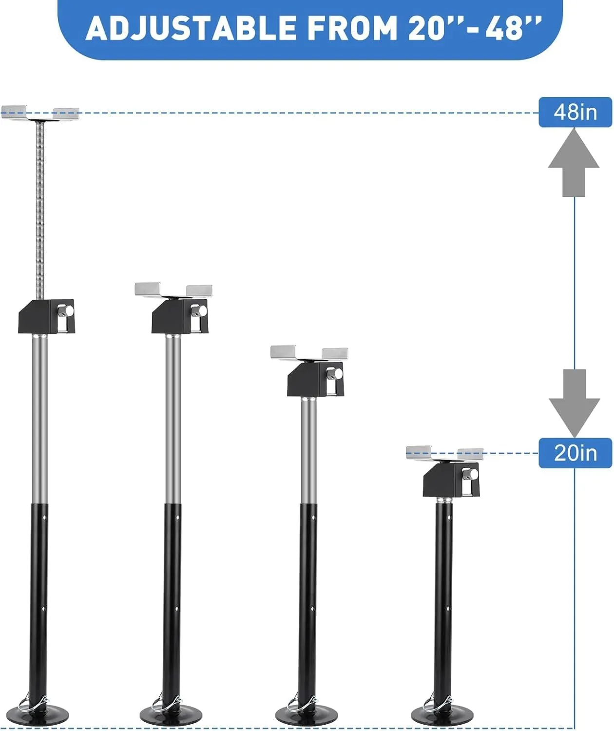 ClassyThreads 4 Pack RV Slide Out Supports Stabilizer Jacks, Heavy Duty Camper Stabilizer Jacks, Universal Fit, Supports up to 5000lbs, Adjustable Height from 20" to 48"