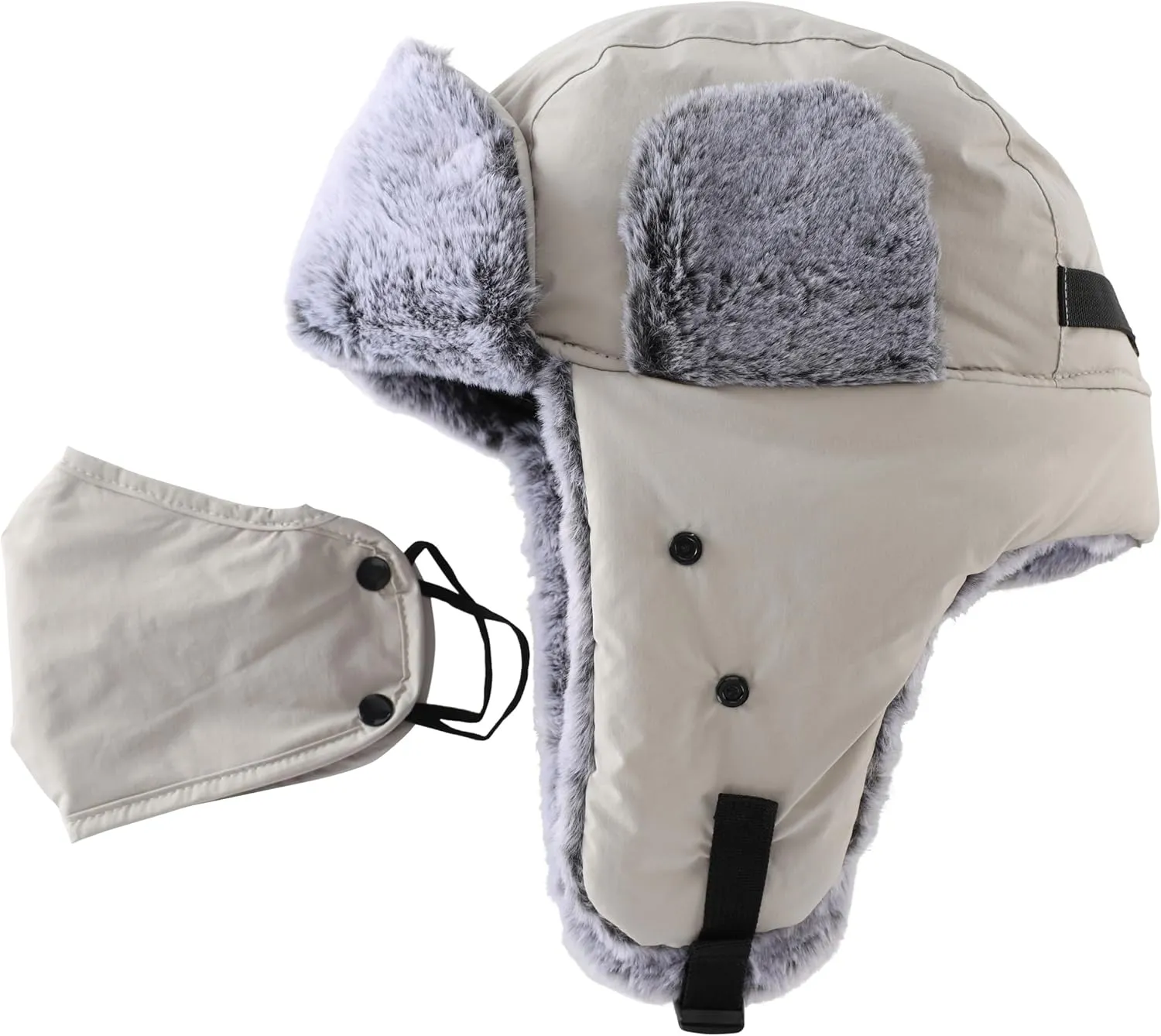 Connectyle Trapper Hat for Men Women Faux Fur Lined Winter Hat with Face Mask Water Repellent Cold Weater Outdoor Hat