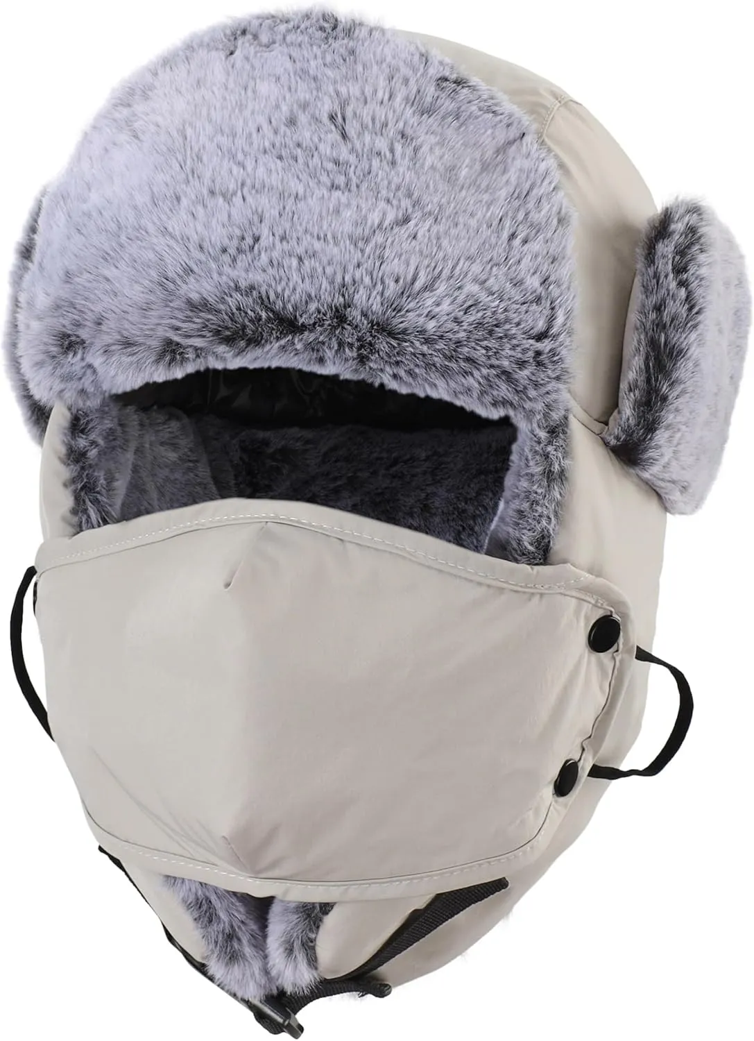 Connectyle Trapper Hat for Men Women Faux Fur Lined Winter Hat with Face Mask Water Repellent Cold Weater Outdoor Hat