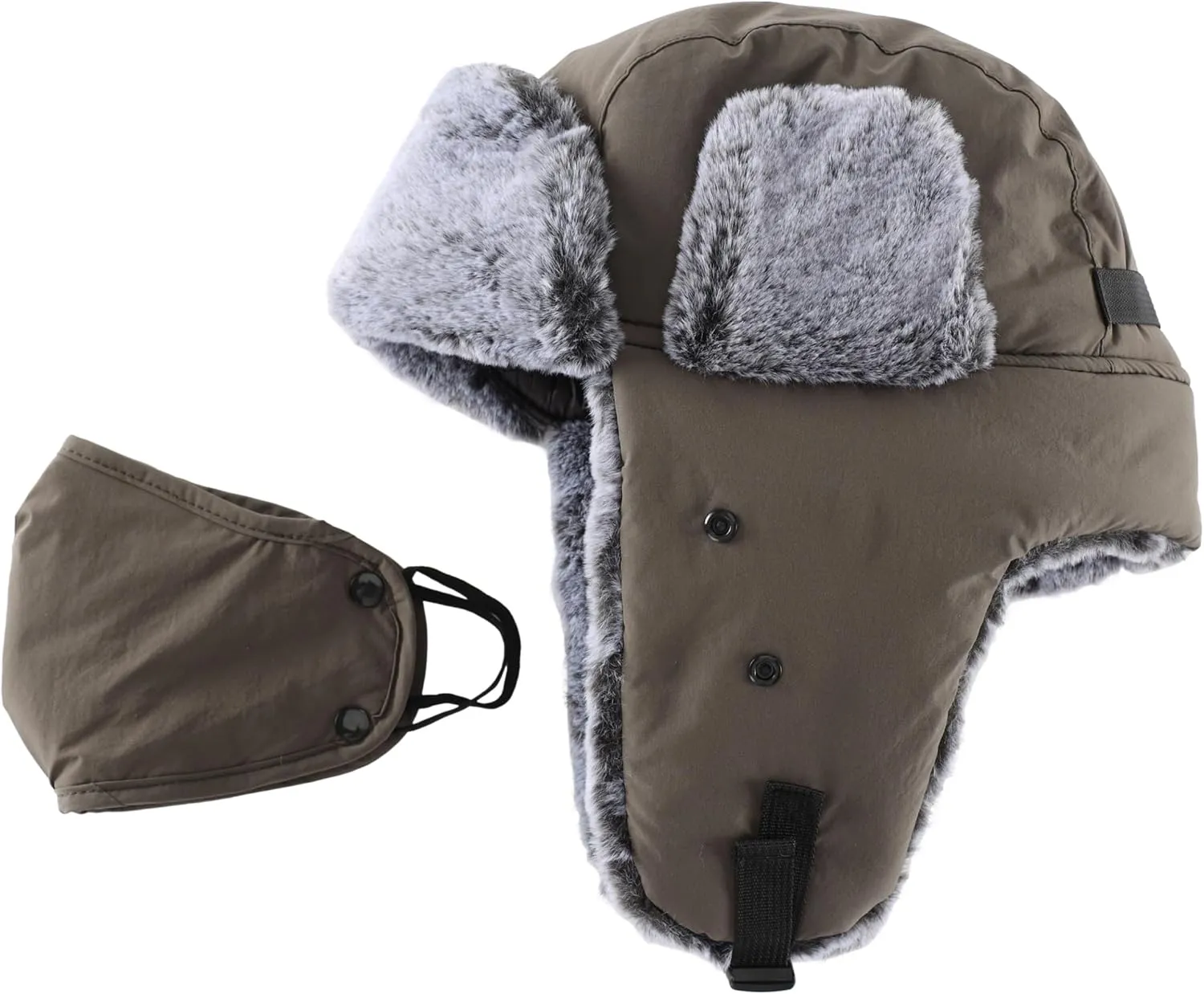 Connectyle Trapper Hat for Men Women Faux Fur Lined Winter Hat with Face Mask Water Repellent Cold Weater Outdoor Hat