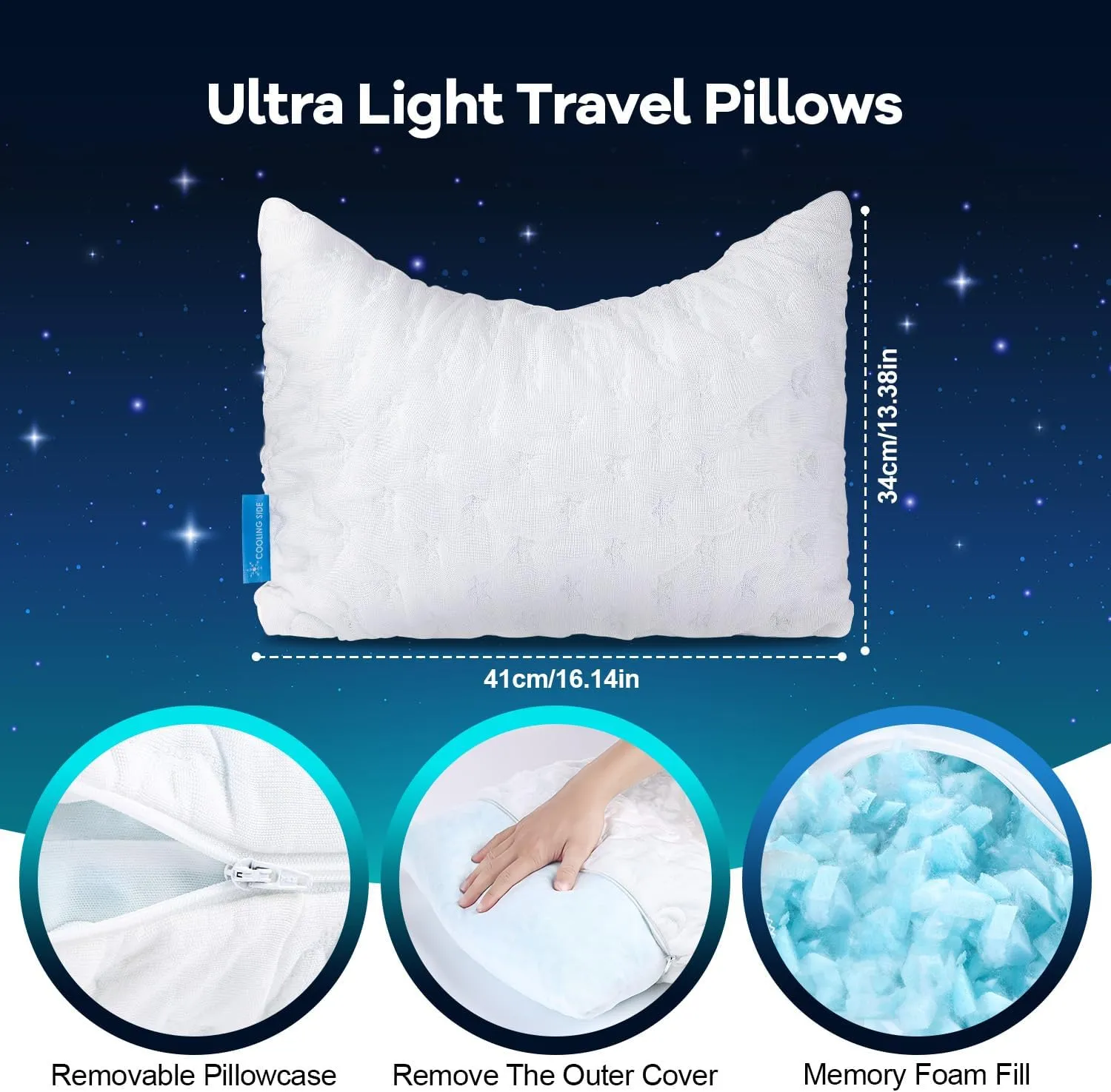 Cooling Side Sleeper Pillow for Neck and Shoulder Pain, Luxury Shredded Memory Foam Curved Bed Pillows for Sleeping Set of 1- Adjustable Travel Pillow Size- Washable Cover Crescent White