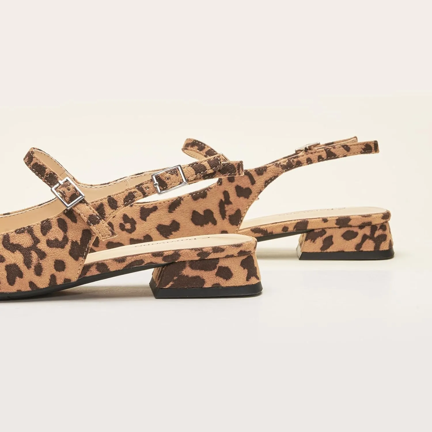 C.Paravano Women's Slingback Flats | Square Toe Slingback Flats for Women | Block Heel Sandals