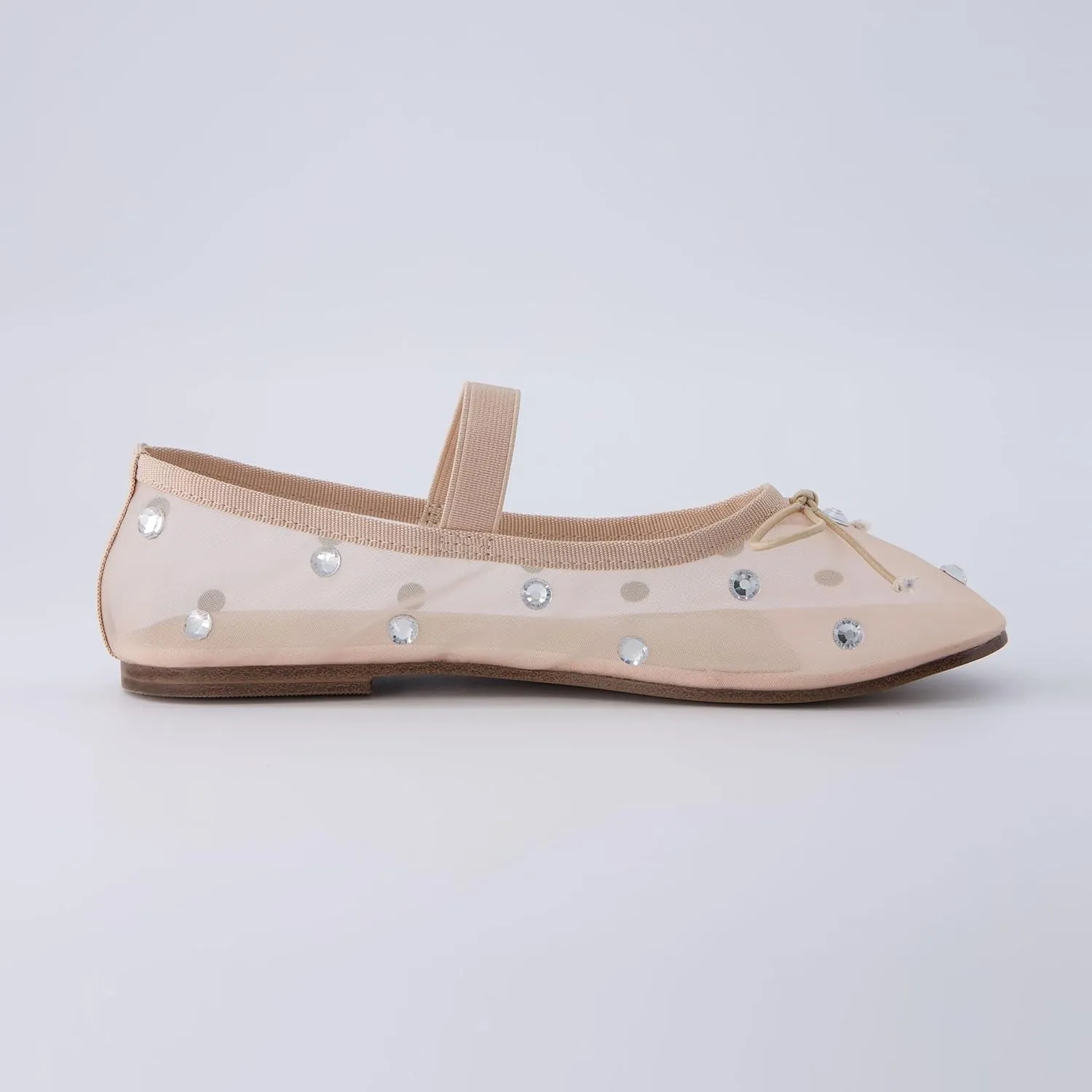 CUSHIONAIRE Women's Elegant Rhinestone mesh Bow Flat with  Memory Foam and Wide Widths Available