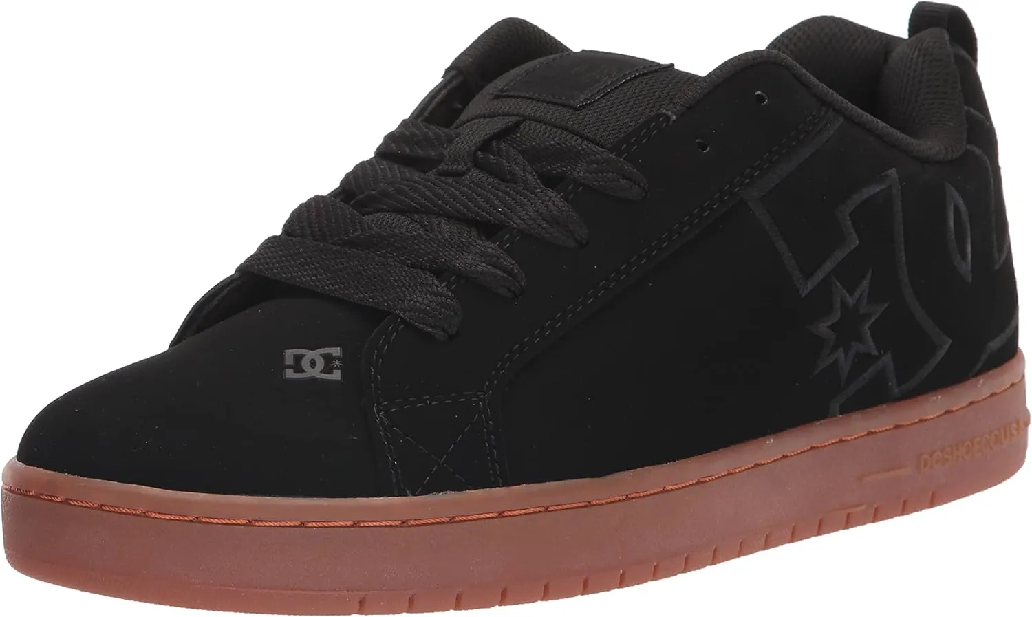 DC Men's Court Graffik Casual Low Top Skate Shoe Sneaker, Black/Gum/Black, 13